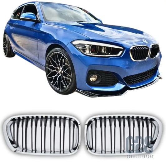 Grilles de calandre double lame chrome et noir bmw série 1 f20 f21 phase 2 lci - calandres
