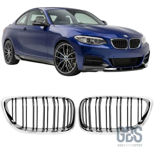 Grilles de calandre double lame contour chrome pour bmw série 2 f22 f23 - calandres