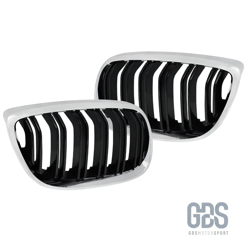 Grilles de calandre double lame look m4 bmw série 3 e92 e93 phase 1 chrome noir brillant - calandres