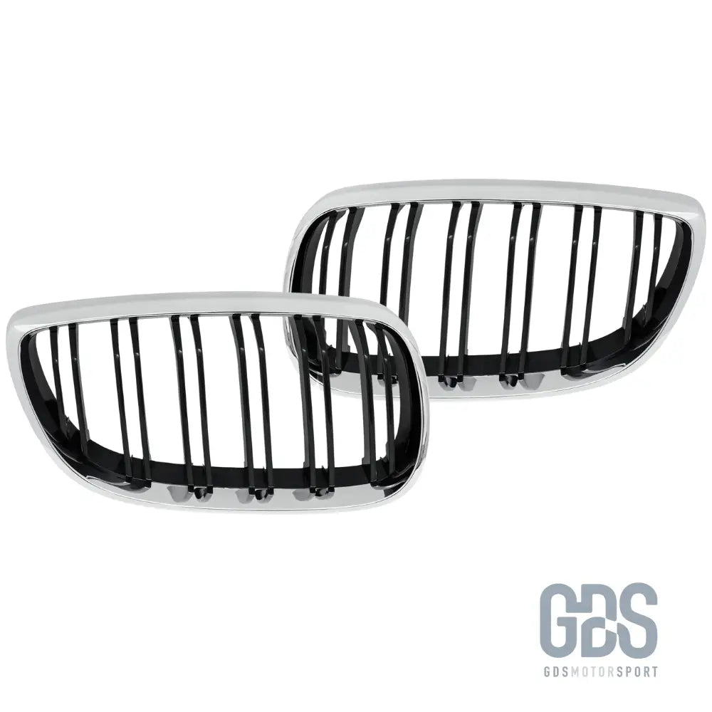 Grilles de calandre double lame look m4 bmw série 3 e92 e93 phase 1 chrome noir brillant - calandres