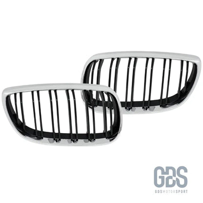 Grilles de calandre double lame look m4 bmw série 3 e92 e93 phase 1 chrome noir brillant - calandres