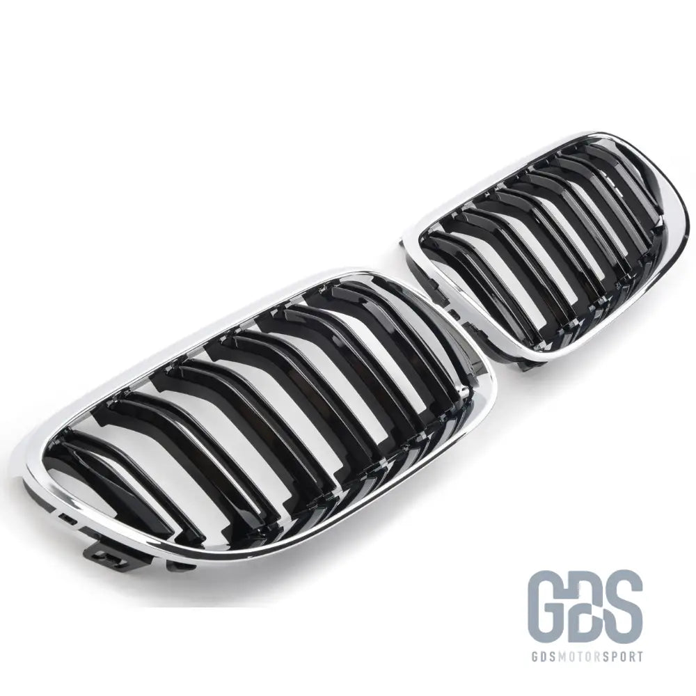 Grilles de calandre double lame look m4 bmw série 3 e92 e93 phase 1 chrome noir brillant - calandres