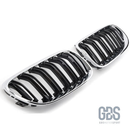 Grilles de calandre double lame look m4 bmw série 3 e92 e93 phase 1 chrome noir brillant - calandres