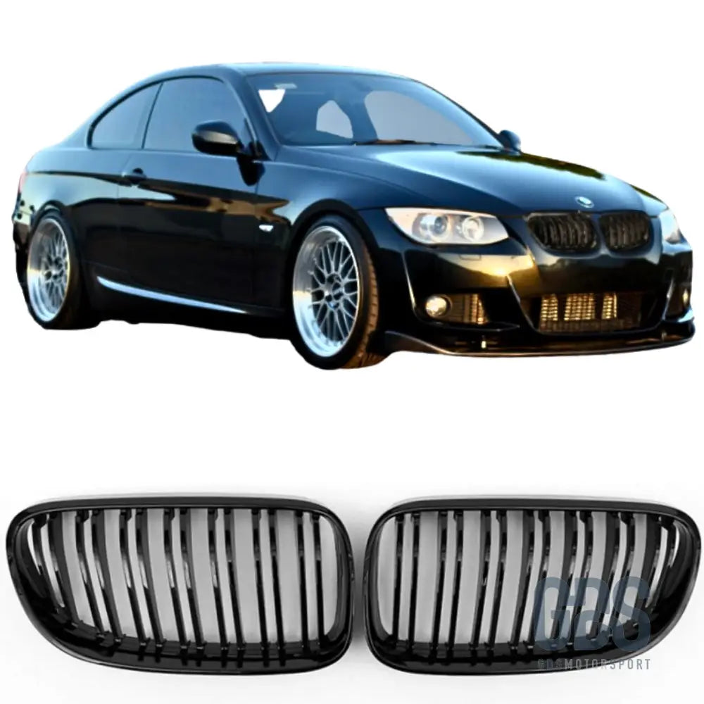 Grilles de calandre double lame look m4 bmw série 3 e92 e93 phase 2 lci noir brillant - calandres