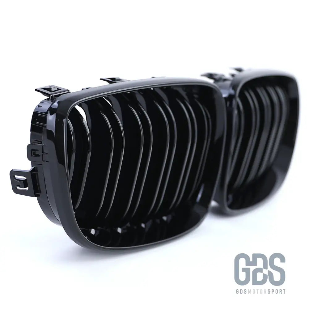 Grilles de calandre double lame noir brillant pour bmw série 1 e81 e82 e87 e88 — phase 2 (2007-2013) - calandres