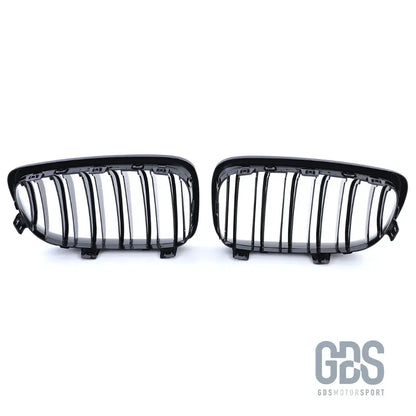 Grilles de calandre double lame noir brillant pour bmw série 1 e81 e82 e87 e88 — phase 2 (2007-2013) - calandres