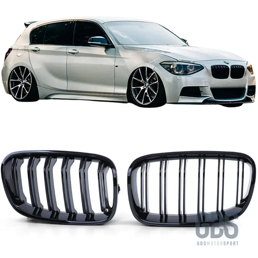 Grilles de calandre double lame noir brillant bmw série 1 f20 f21 phase pre-lci - calandres