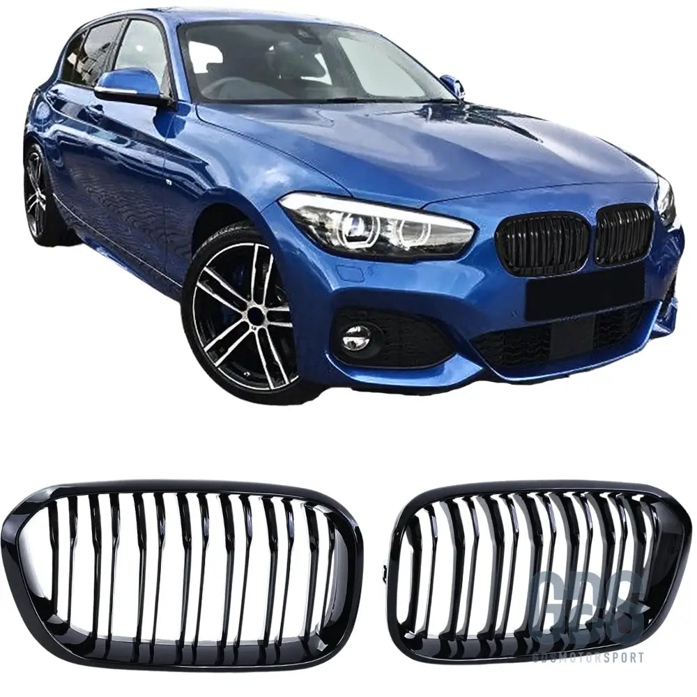 Grilles de calandre double lame noir brillant bmw série 1 f20 f21 phase 2 lci - calandres