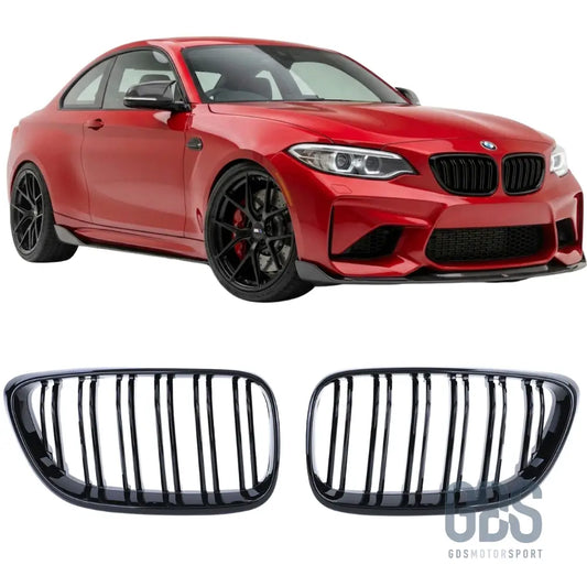 Grilles de calandre double lame noir brillant pour bmw série 2 f22 f23 - calandres
