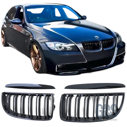 Grilles de calandre double lame noir brillant bmw série 3 e90 e91 phase 1 - calandres