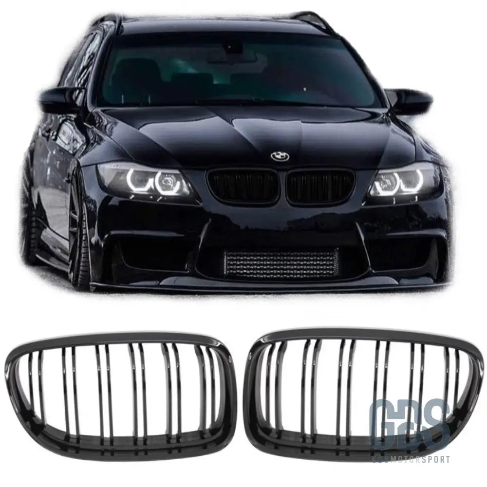 Grilles de calandre double lame noir brillant bmw série 3 e90 e91 phase 2 lci - calandres