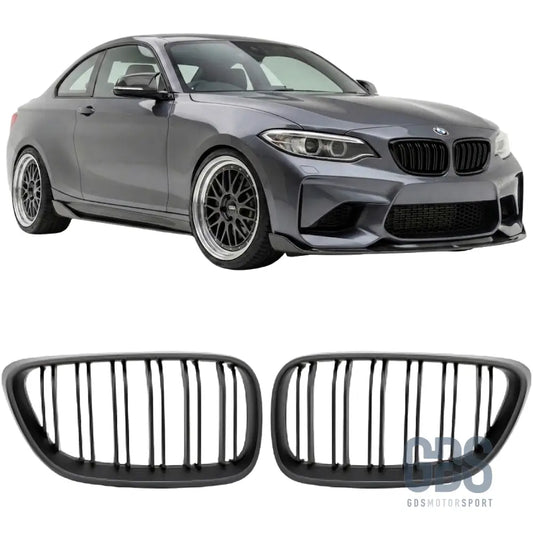 Grilles de calandre double lame noir mat pour bmw série 2 f22 f23 - calandres