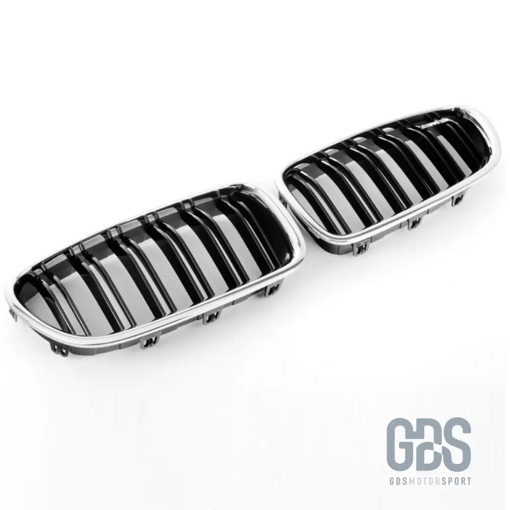 Grilles de calandre look m5 double lame noir mat contour chrome bmw série 5 f10 f11 - calandres