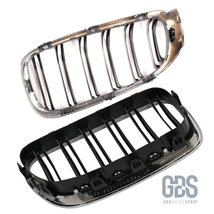 Grilles de calandre look m5 double lame noir mat contour chrome bmw série 5 f10 f11 - calandres