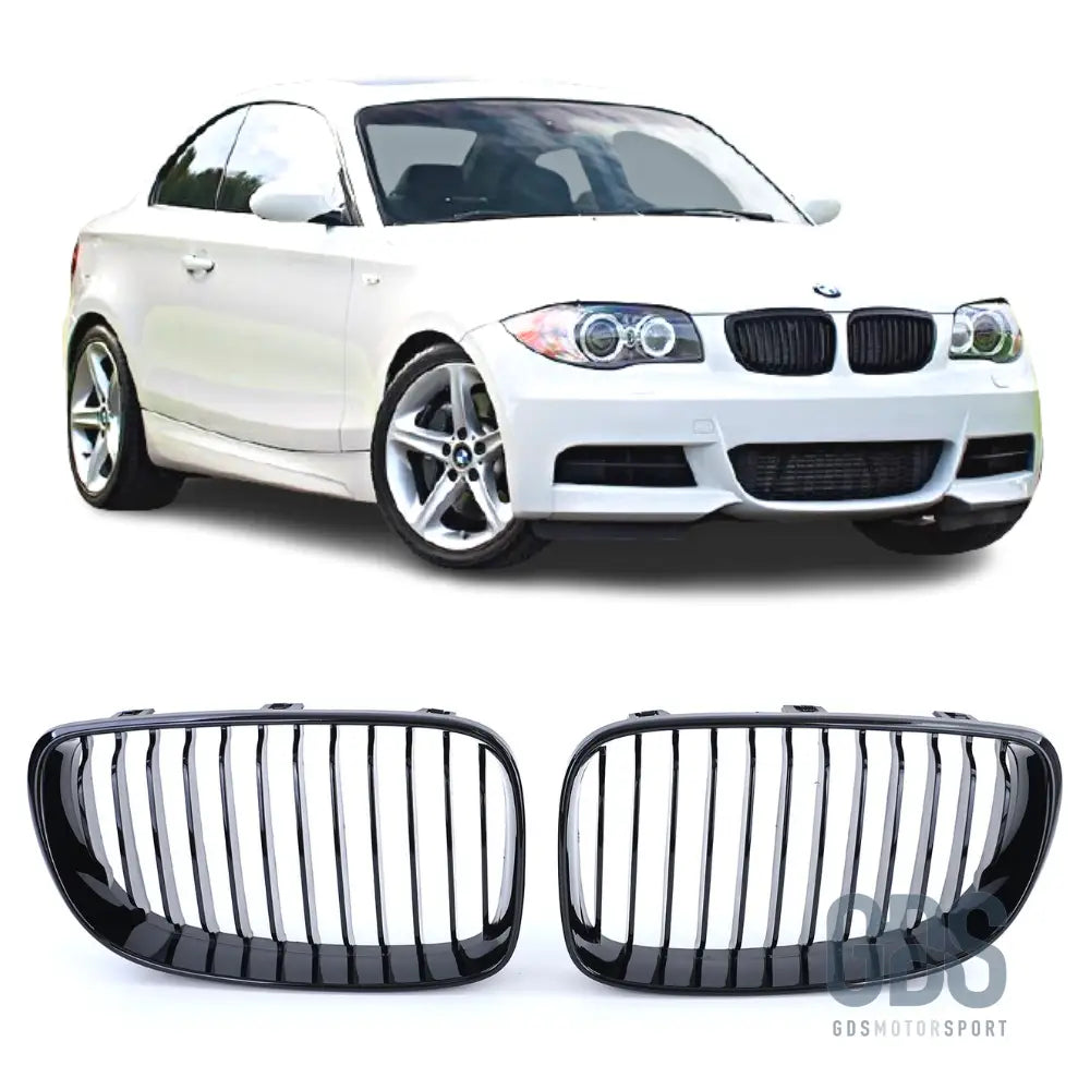 Grilles de calandre noir brillant simple lame pour bmw série 1 e81 e82 e87 e88 — phase 2 (2007-2013) - calandres