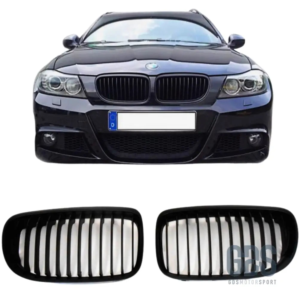 Grilles de calandre noir mat bmw série 3 e90 e91 phase 2 lci - calandres
