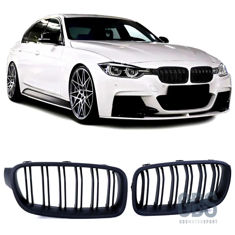 Grilles de calandre noir mat double lame look m3 bmw f30 f31 - calandres