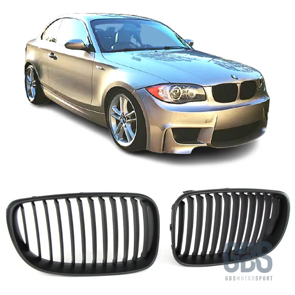 Grilles de calandre noir mat simple lame pour bmw série 1 e81 e82 e87 e88 — phase 2 (2007-2013) - calandres