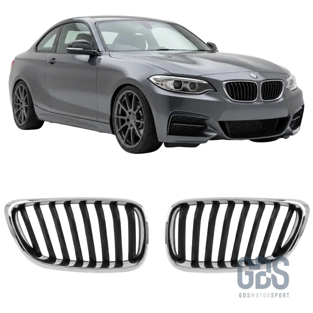 Grilles de calandre simple lame contour chrome pour bmw série 2 f22 f23 - calandres