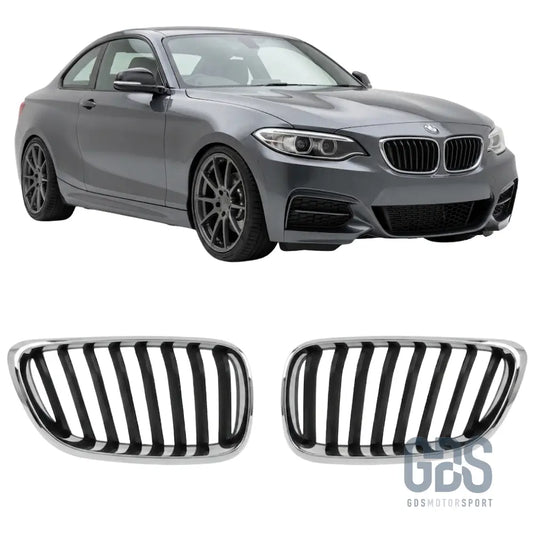 Grilles de calandre simple lame contour chrome pour bmw série 2 f22 f23 - calandres