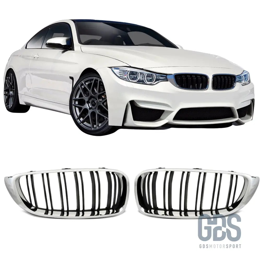 Grilles de calandre type vrai m4 f82 pour bmw f32 f33 f36 noir mat et chrome - calandres