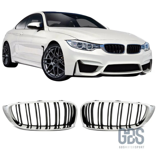 Grilles de calandre type vrai m4 f82 pour bmw f32 f33 f36 noir mat et chrome - calandres