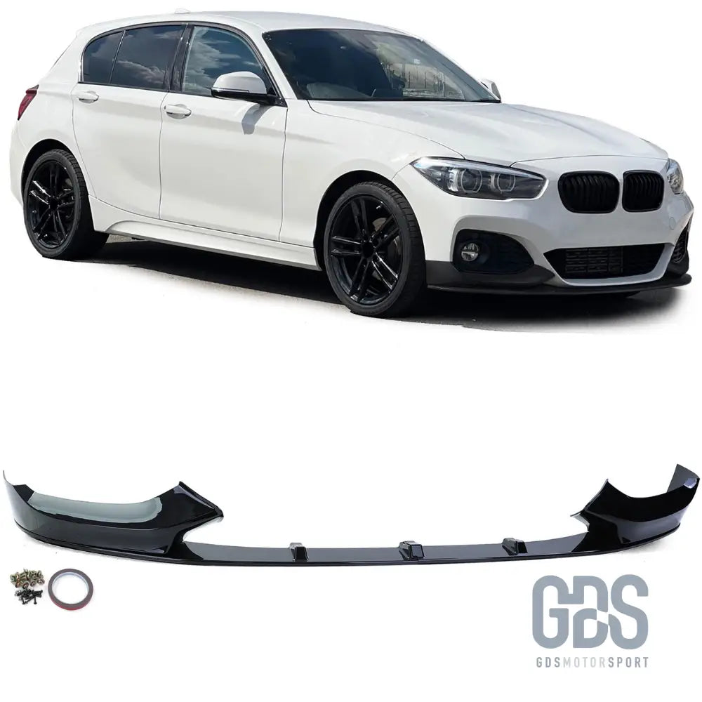 Lame m performance pour pare-choc avant pack bmw série 1 f20 f21 phase 2 lci noir brillant