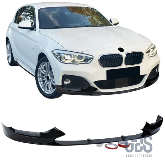 Lame m performance v1 pour pare-choc avant pack bmw série 1 f20 f21 phase 2 lci noir brillant