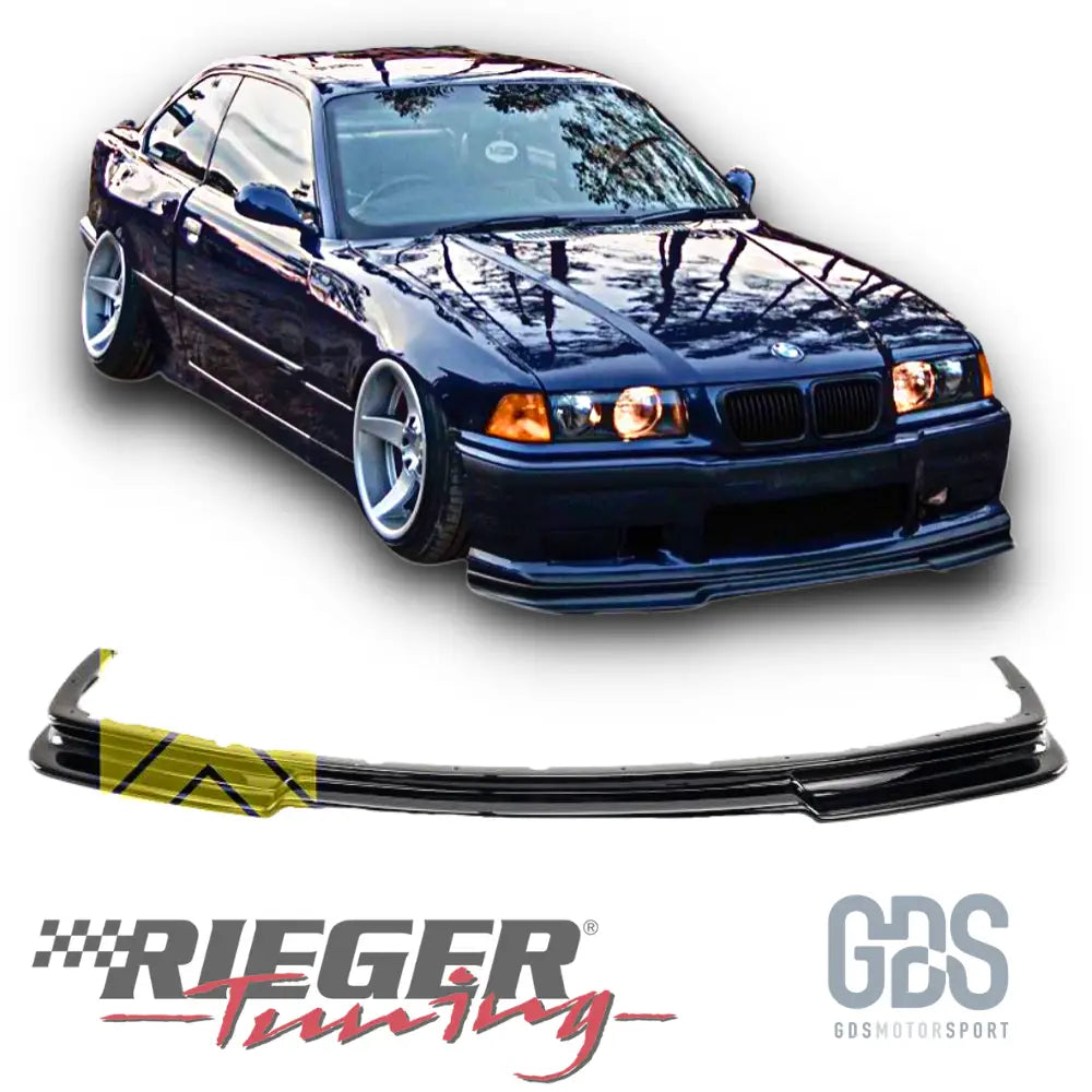 Lame style m3 gt club sport pour pare choc avant look bmw e36 noir brillant (rieger)