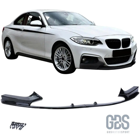 Lame avant style performance deux parties noir brillant pour pare-choc pack m bmw série 2 f22 f23