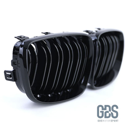 2 Grilles de calandre NOIR BRILLANT DOUBLE LAME BMW série 1 PHASE 2007 à 2014 - Calandres - GDS Motorsport