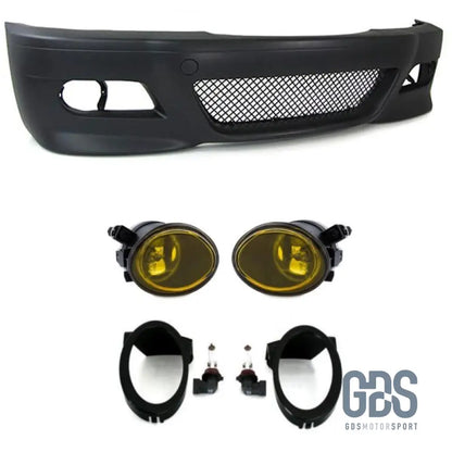Pare choc avant style BMW M3 E46 serie 3 Coupe / Cabriolet - avec antibrouillard jaune retro - Choc - GDS Motorsport