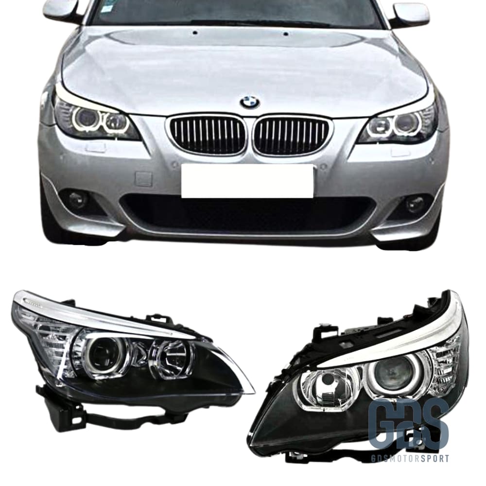 Phares Angel Eyes LED BLANC BMW Série 5 E60 / E61 Halogene H7 - FEUX GDS Motorsport