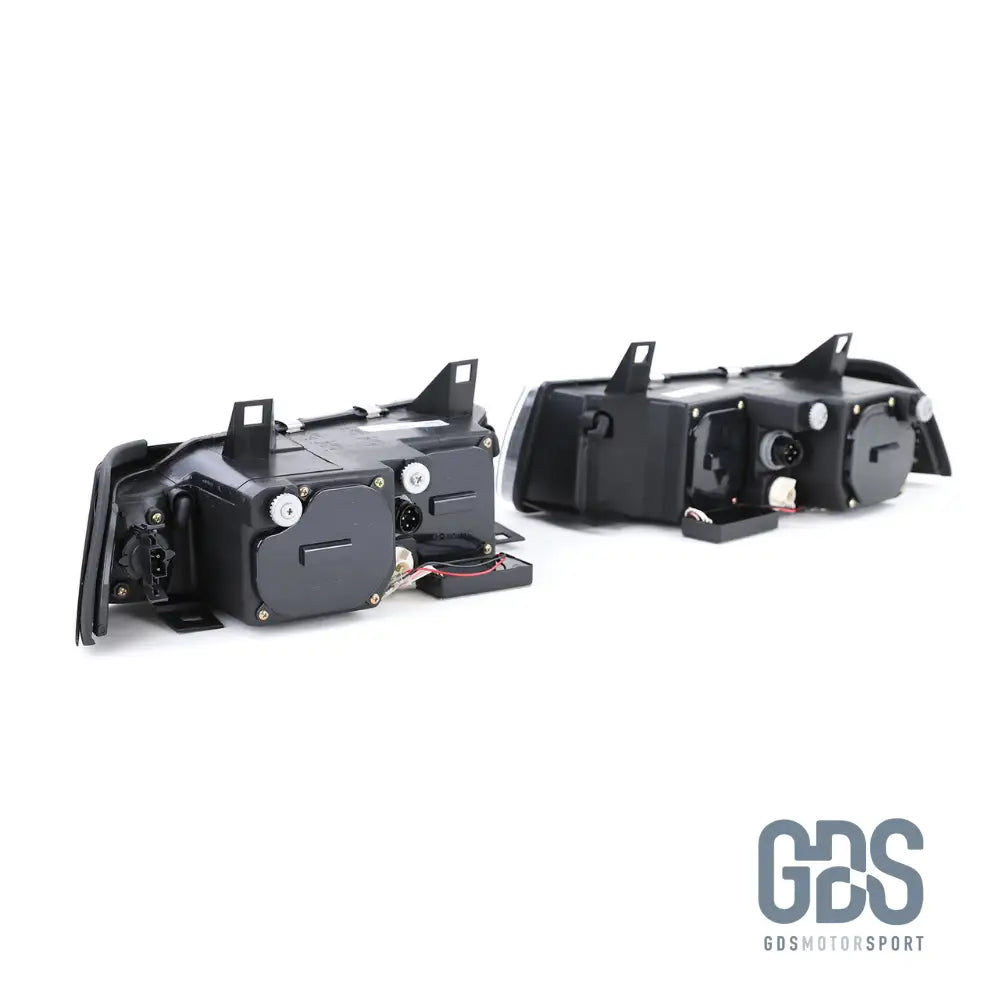 Phares avant Angel Eyes Blanc fond noir BMW E36 Berline / Touring - PHARES FEUX - GDS Motorsport