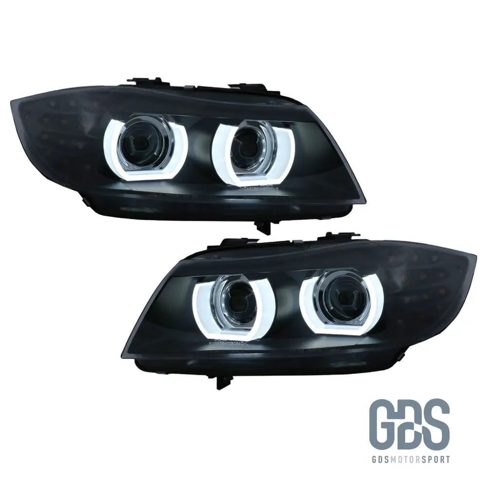Phares Ange Eyes LED 3D Blanc BMW E90 / E91 Ph 2 LCI de 2008 a 2012 - PHARES FEUX - GDS Motorsport