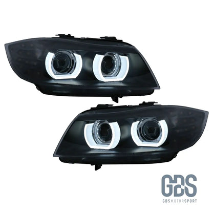 Phares Ange Eyes LED 3D Blanc BMW E90 / E91 Ph 2 LCI de 2008 a 2012 - PHARES FEUX - GDS Motorsport