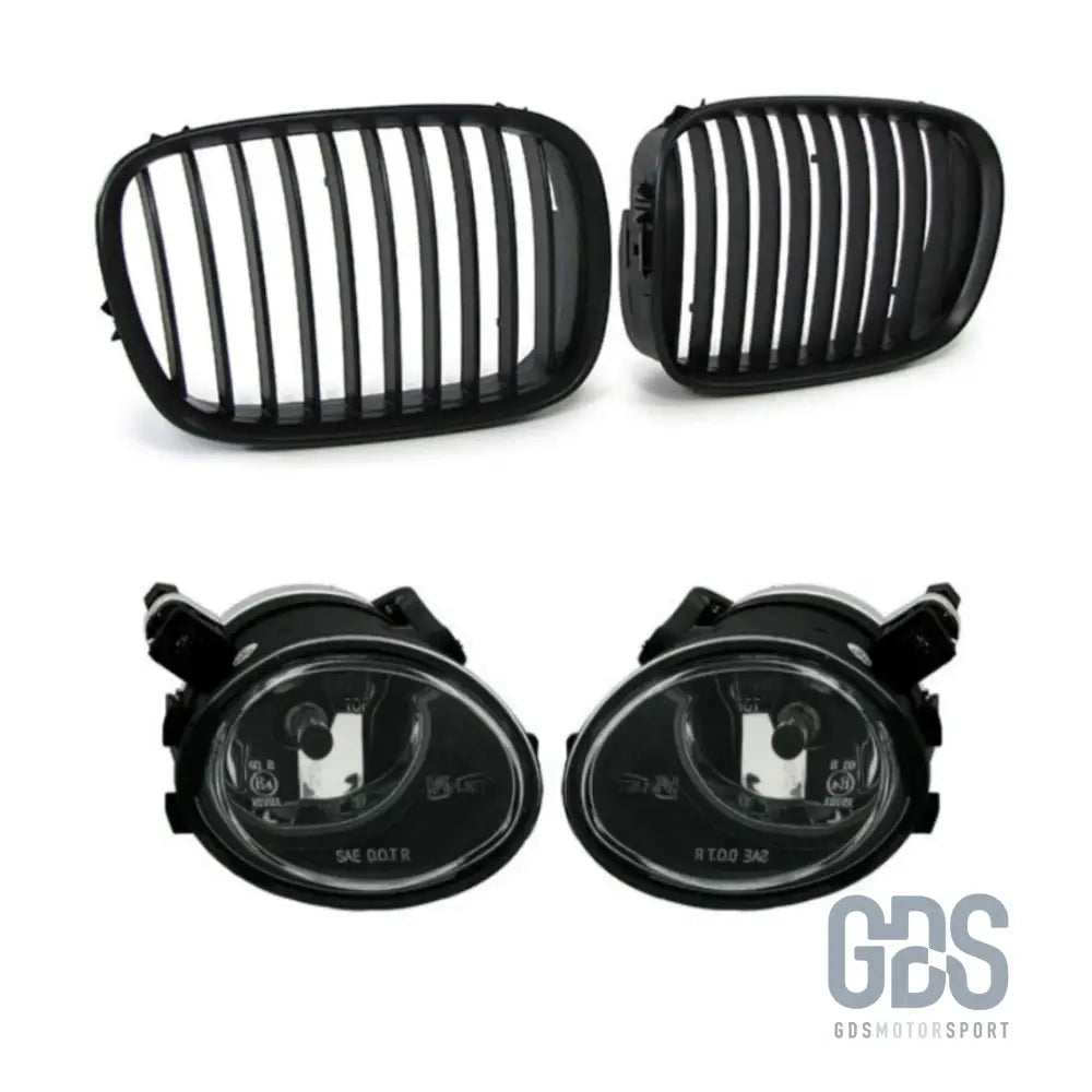 Pack face avant — grilles calandre noir mat + antibrouillards cristal m5 bmw e39 - calandres