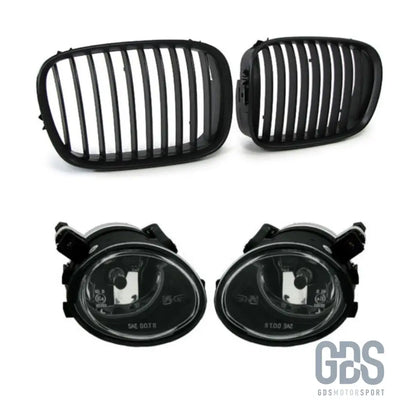 Pack face avant — grilles calandre noir mat + antibrouillards cristal m5 bmw e39 - calandres