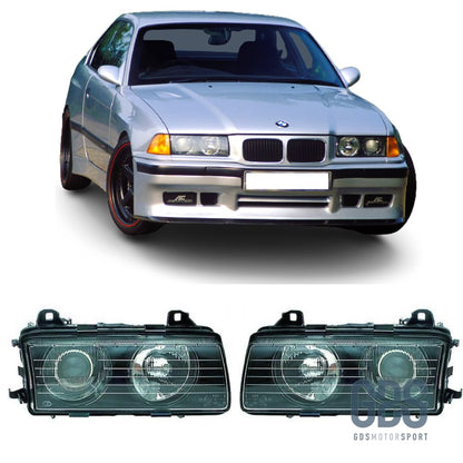 Phares avant BMW E36 H1/H1 Type OEM Phase 1 - PHARES FEUX - GDS Motorsport
