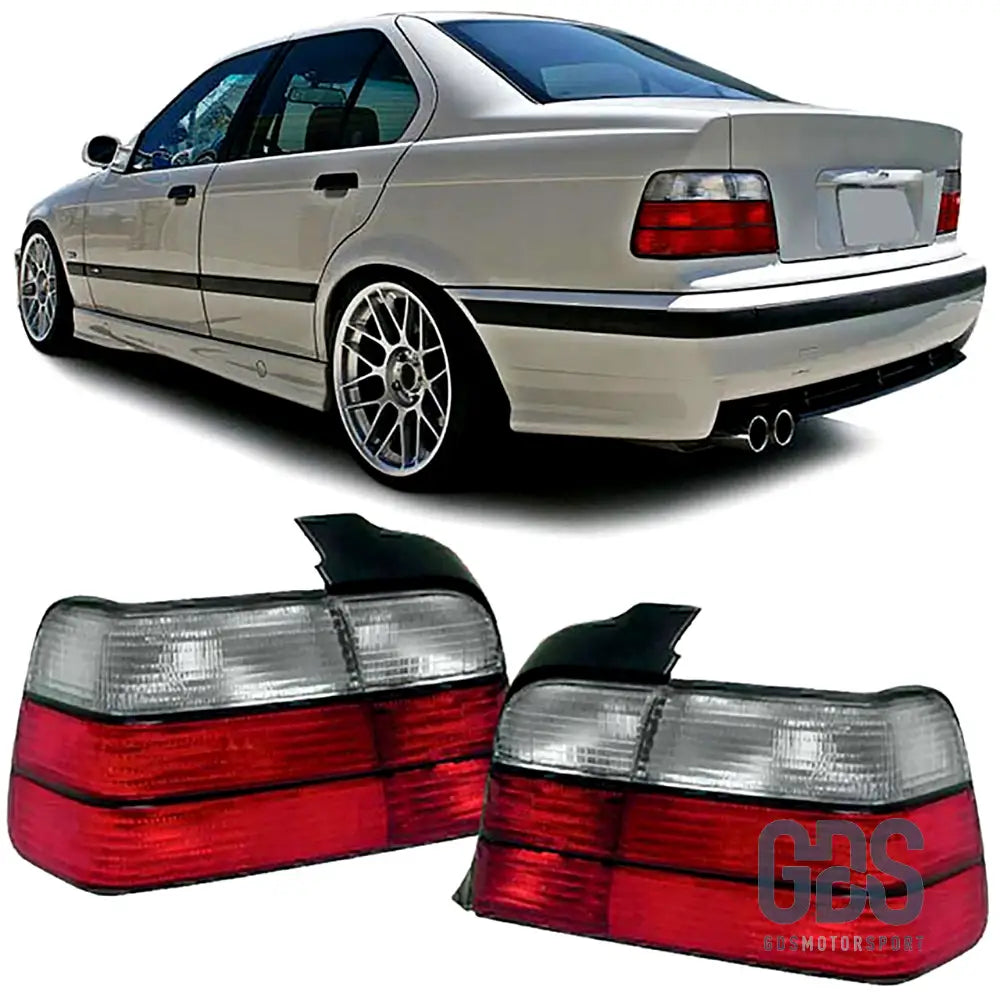 Feux arrières BMW E36 Style M3 rouge et blanc pour Berline - PHARES FEUX - GDS Motorsport