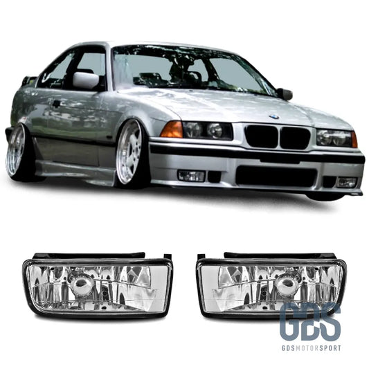 Feux Antibrouillards vitre transparent cristal pour BMW E36 blanc / noir / jaune - PHARES FEUX - GDS Motorsport