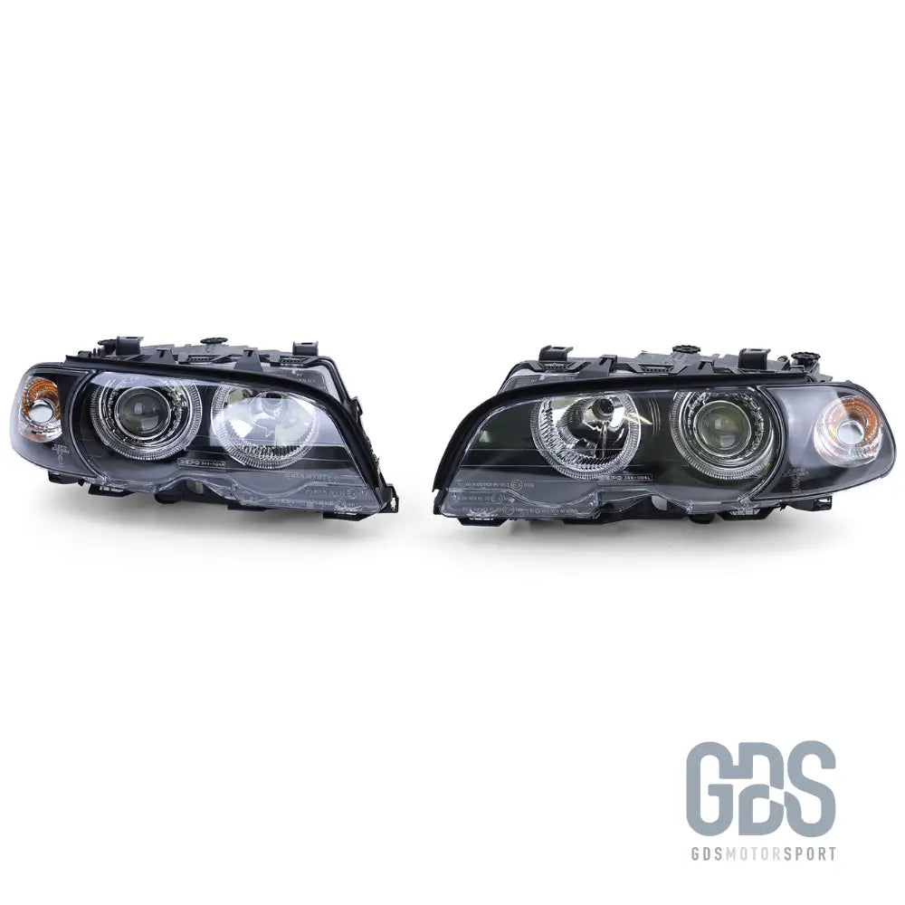 Phares avant angel eyes pour bmw série 3 e46 coupé / cabriolet phase 1 h7/h7