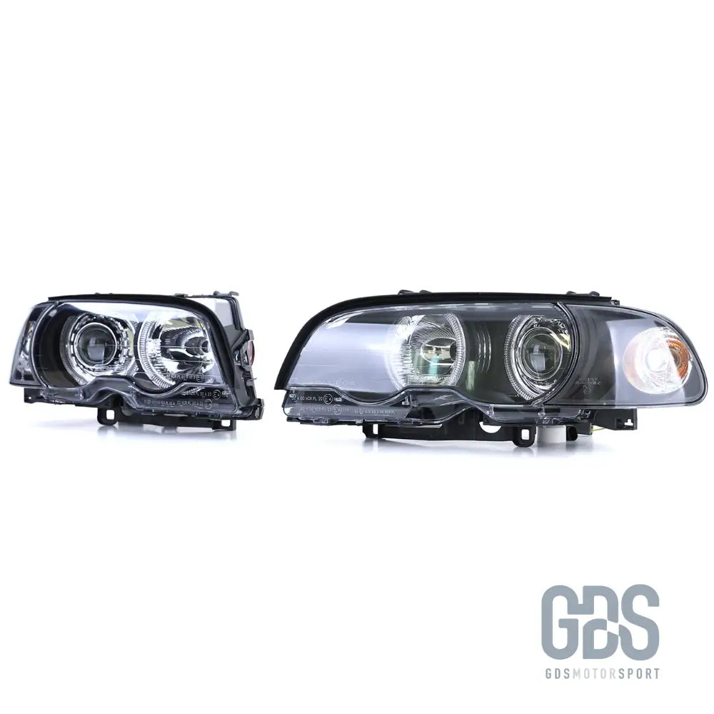 Phares avant angel eyes pour bmw série 3 e46 coupé / cabriolet phase 1 h7/h7