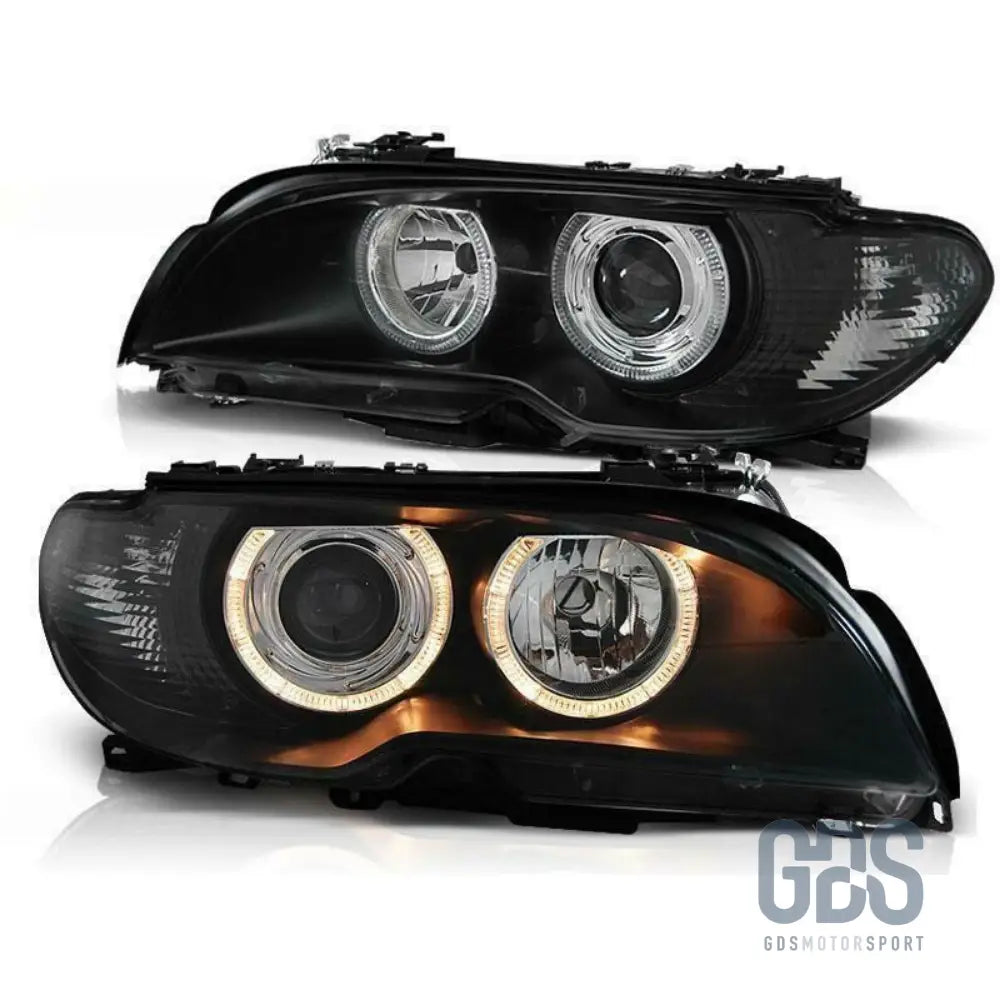 Phares avant angel eyes pour bmw série 3 e46 coupé / cabriolet phase 2 h7/h7