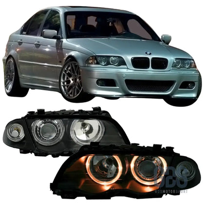 Phares angel eyes bmw série 3 e46 phase 1 berline / touring halogène h7/h7