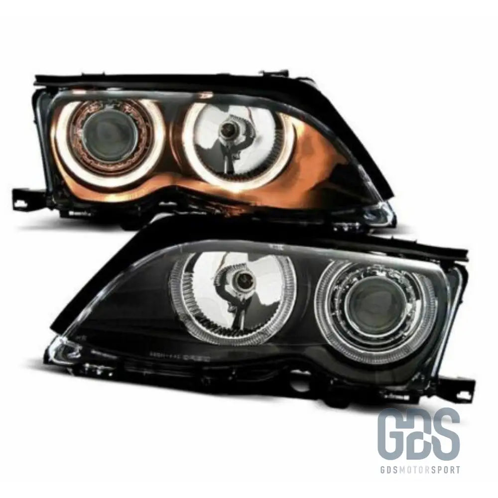 Phares angel eyes bmw série 3 e46 phase 2 berline / touring halogène h7/h7