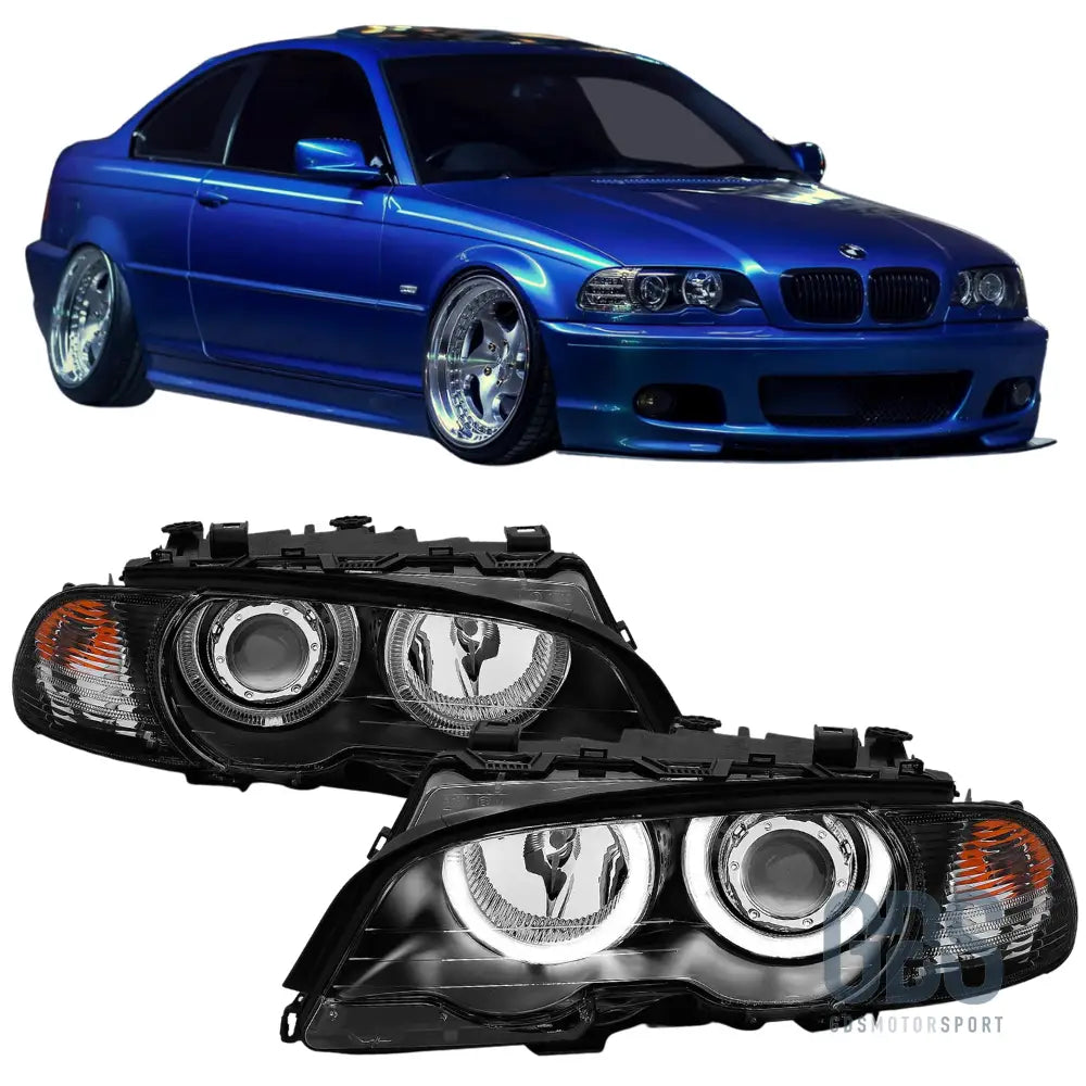 Phares avant angel eyes ccfl blanc pour bmw série 3 e46 coupé / cabriolet phase 1 h7/h7