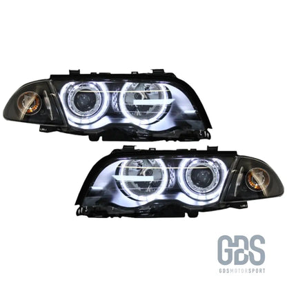 Phares angel eyes ccfl blanc bmw série 3 e46 phase 1 berline / touring halogène h7/h7