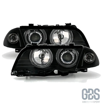 Phares angel eyes ccfl blanc bmw série 3 e46 phase 1 berline / touring halogène h7/h7