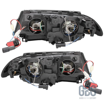 Phares angel eyes ccfl blanc bmw série 3 e46 phase 1 berline / touring halogène h7/h7
